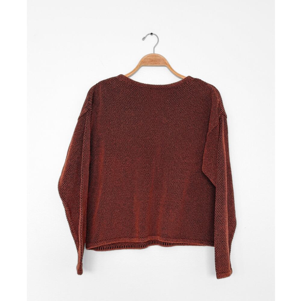 Chris Triola Rust Orange 100% Cotton Textured Hand Made Boatneck Pullover Top - Picture 4 of 9